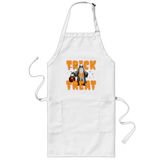 trick or treat halloween scary ghost pumpkin long apron (Front)