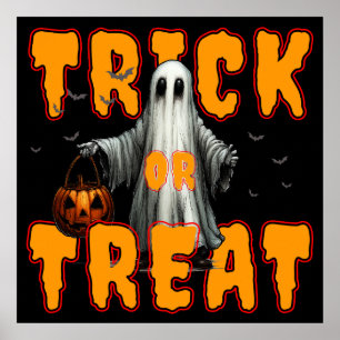 trick or treat halloween scary ghost pumpkin poster