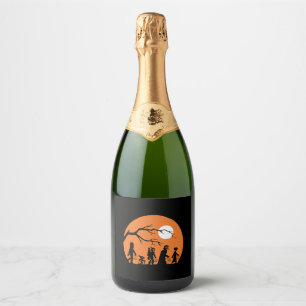 Trick Or Treat Halloween Silhouette Premium Shirt Sparkling Wine Label