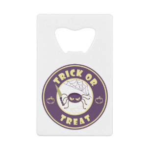 Trick or treat halloween spider Starbucks style Credit Card Bottle Opener
