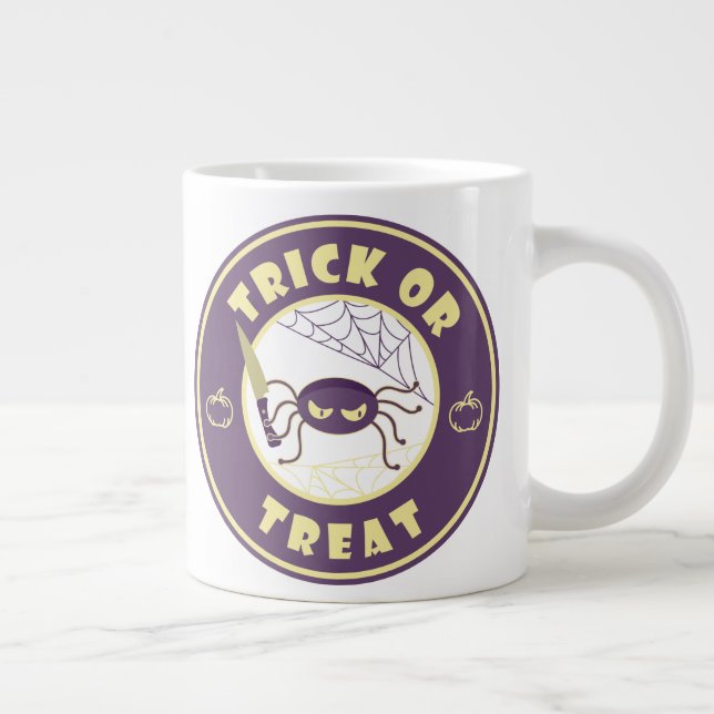 Trick or treat halloween spider Starbucks style  M Large Coffee Mug (Right)