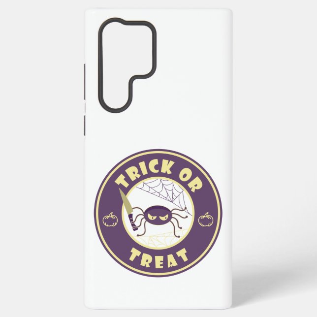 Trick or treat halloween spider Starbucks style Samsung Galaxy S22 Ultra Case (Back)