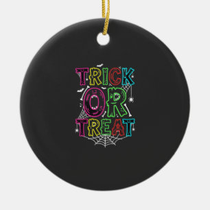 Trick or Treat Halloween Spider Web Design_1 Ceramic Ornament