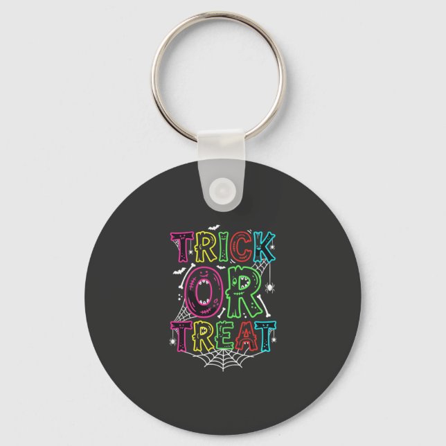 Trick or Treat Halloween Spider Web Design_1 Keychain (Front)
