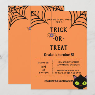 Trick or Treat, Halloween Spiders Invitation