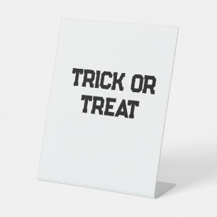 Trick or. Treat Halloween spooky black simple mini Pedestal Sign