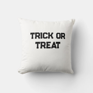 Trick or. Treat Halloween spooky black simple mini Throw Pillow