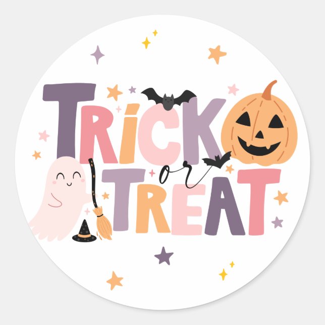 Trick or Treat Halloween Sticker for Treat Bags (Front)