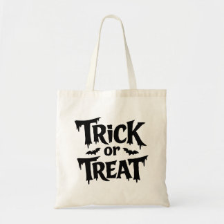 Trick or Treat Halloween Text with Bats Tote Bag