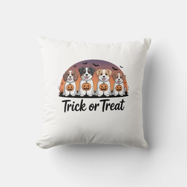 Trick or Treat Halloween Throw Pillow (Front)