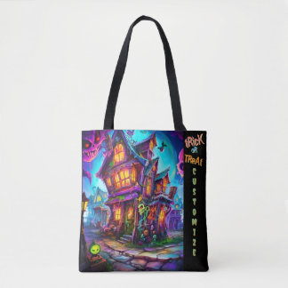 Trick or Treat Halloween Town Customized Black Tot Tote Bag