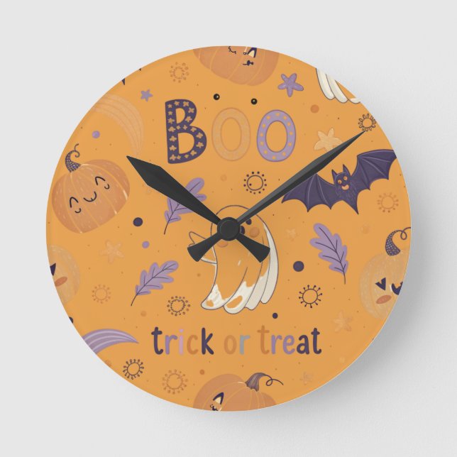 Trick or Treat Halloween Wall Clock (Front)