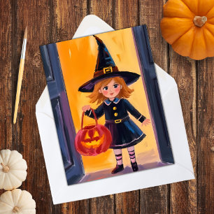Trick or Treat Halloween Watercolor Holiday Card