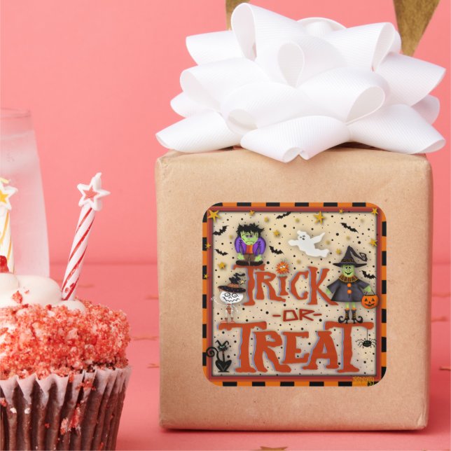 Trick or Treat Halloween Which Monster Inspirivity Square Sticker (Party)