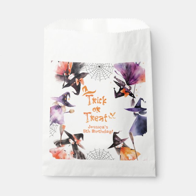 Trick or Treat Halloween Witches birthday party Favour Bag (Front)