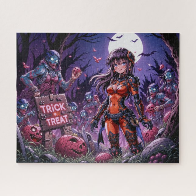 Trick or Treat Halloween Zombies Handing out Brain Jigsaw Puzzle (Horizontal)