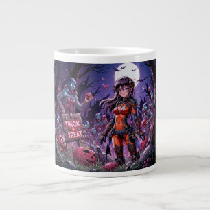 Trick or Treat Halloween Zombies Handing out Brain Large Coffee Mug