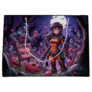 Trick or Treat Halloween Zombies Handing out Brain Large Gift Bag