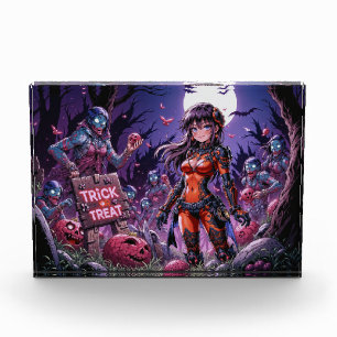 Trick or Treat Halloween Zombies Handing out Brain Photo Block