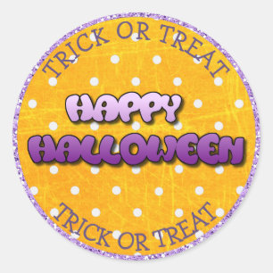 Trick or Treat Happy Halloween Purple Stickers