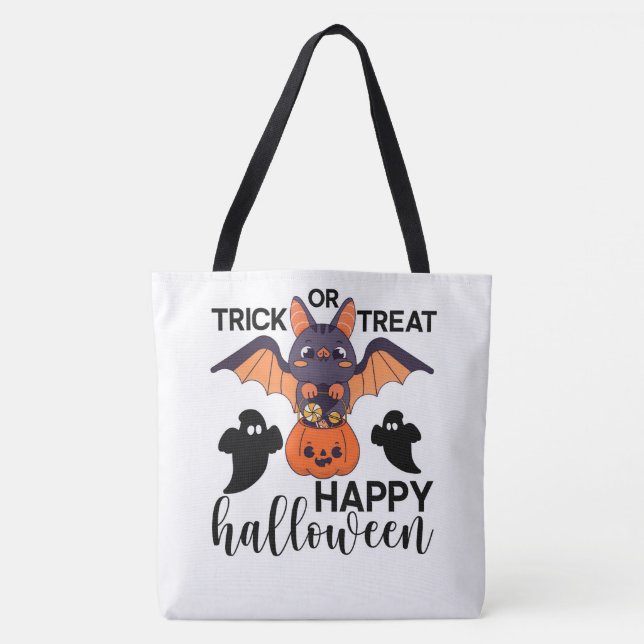 Trick or Treat Happy Halloween Tote Bag (Front)
