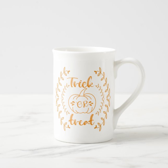 Trick or treat in plants frame  bone china mug (Right)