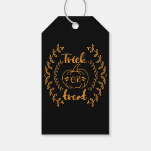 Trick or treat in plants frame gift tags