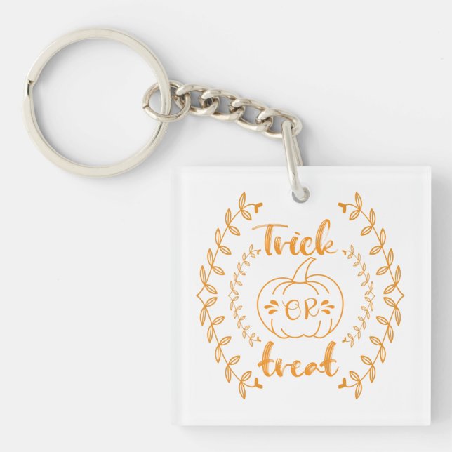 Trick or treat in plants frame  keychain (Front)