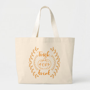 Trick or treat in plants frame  large tote bag