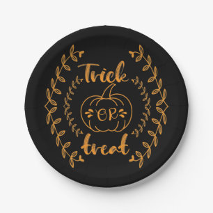 Trick or treat in plants frame paper plate