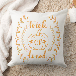Trick or treat in plants frame throw pillow