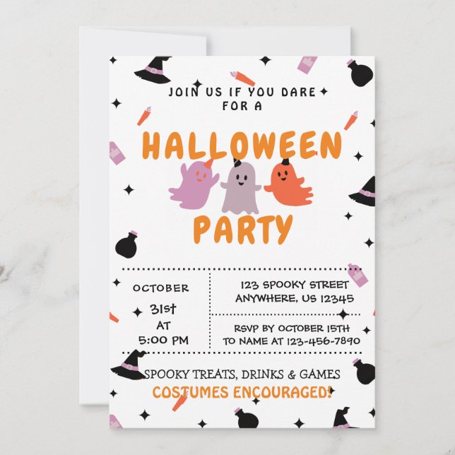 Trick or Treat, Invitation de la fête d'Halloween (Devant)