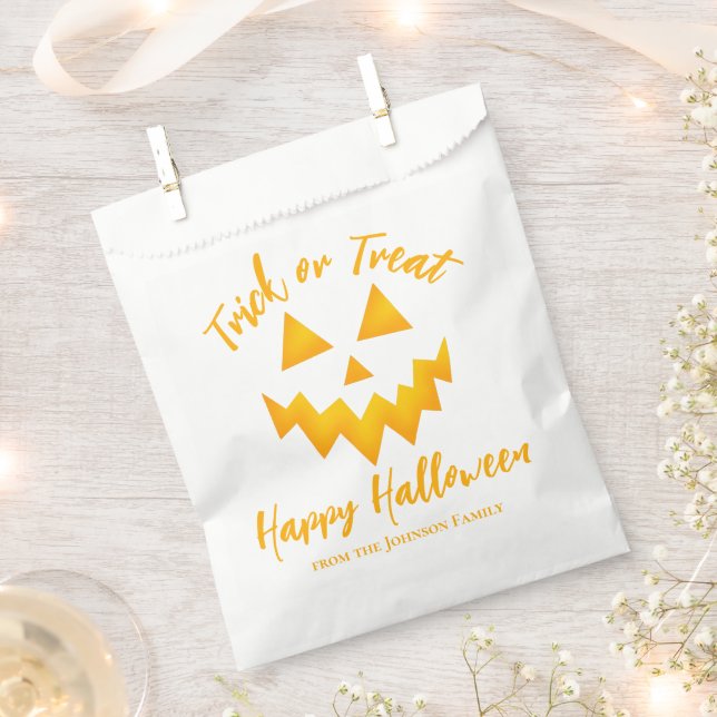 Trick or Treat Jack O Lantern Orange Halloween Favour Bag (Clipped)