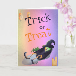 Trick or Treat Joke Witch at Spa Funny Halloween  Card