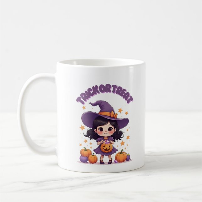 Trick or Treat Kawaii Witch Mug – Pumpkin Candy  (Gauche)
