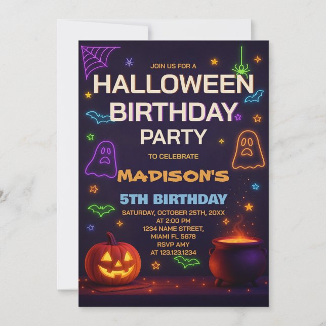 Trick or Treat Kids Birthday Invitation (Front)