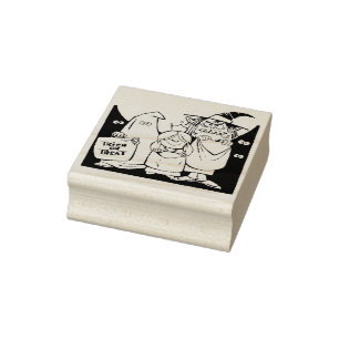 Trick or treat kids illsutration art stamp