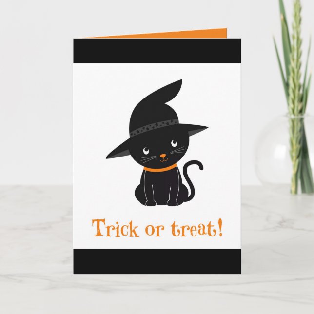Trick Or Treat Kitty Folded Greeting Card (Front)