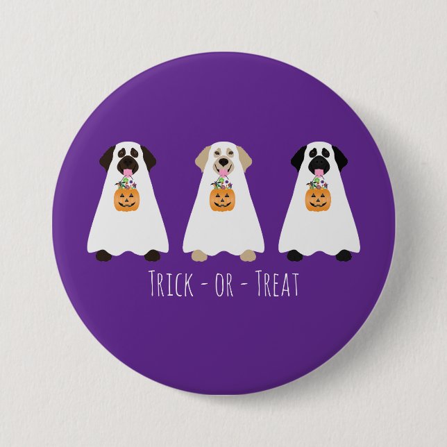 Trick Or Treat Labrador Retriever Ghost Dogs 3 Inch Round Button (Front)