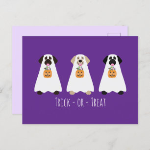 Trick Or Treat Labrador Retriever Ghost Dogs Postcard
