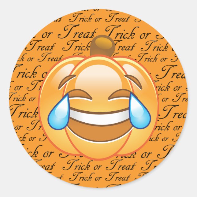 Trick or Treat Laughing Pumpkin Emoji Sticker (Front)