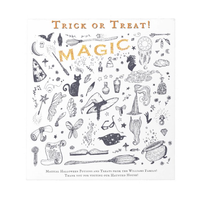 Trick or Treat Magic Halloween Favour Colouring Pa Notepad (Front)