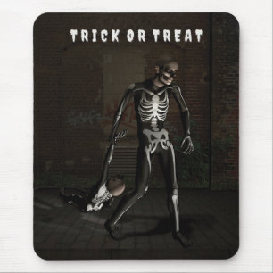 Trick or Treat. Man dressed as skeleton Mouse Pad