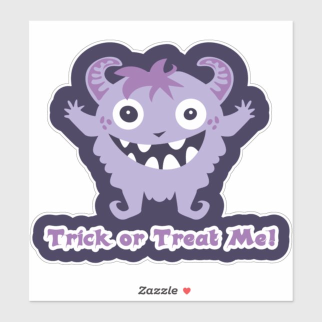 Trick or Treat Me! – Cute Purple Horned Monster (Sheet)