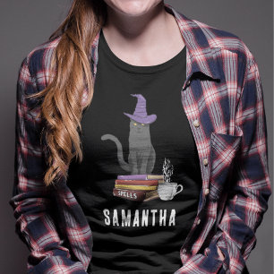 Trick or Treat Modern Black Cat Womens Halloween  Tri-Blend Shirt