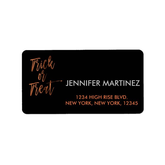 Trick or Treat Modern Halloween Address Label (Front)