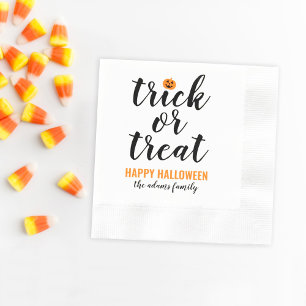 Trick or Treat Modern Script Custom Halloween Napkin