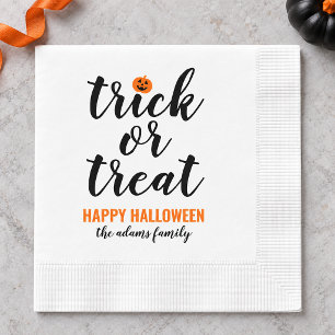Trick or Treat Modern Script Custom Halloween Napkin