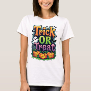 Trick or Treat Modern Script Womens Halloween T-Shirt