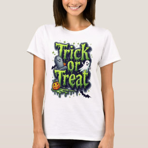 Trick or Treat Modern Script Womens Halloween T-Shirt